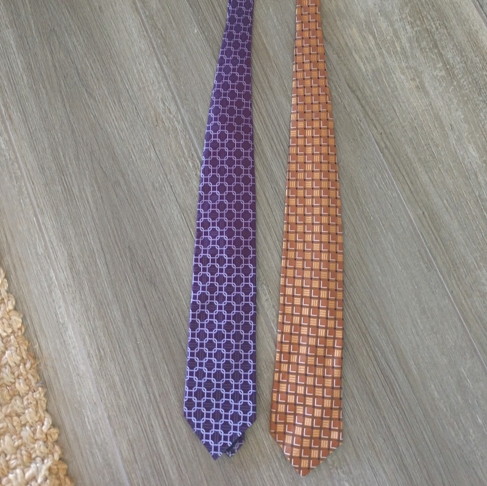 2 Silk Ermenegildo Zegna Purple and Orange Ties